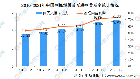2021年中国网民规模10.32亿 老人互联网普及率达43.2%（图）