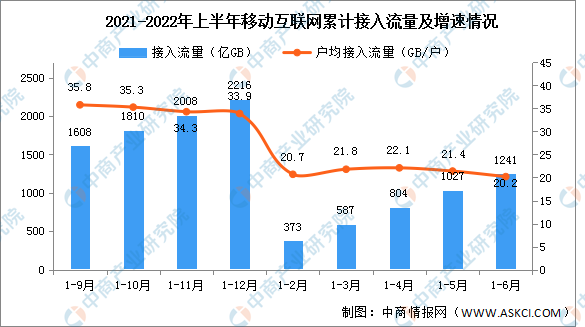 2022年上半年互联网累计计入流量及城乡宽带接入用户分析（图）